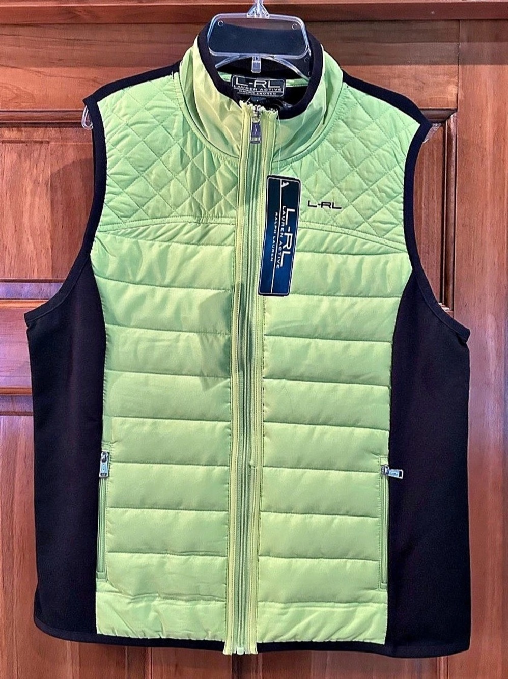 Lauren Ralph Lauren Active Wear Quilted Vest in Green & Black Size Large NWT